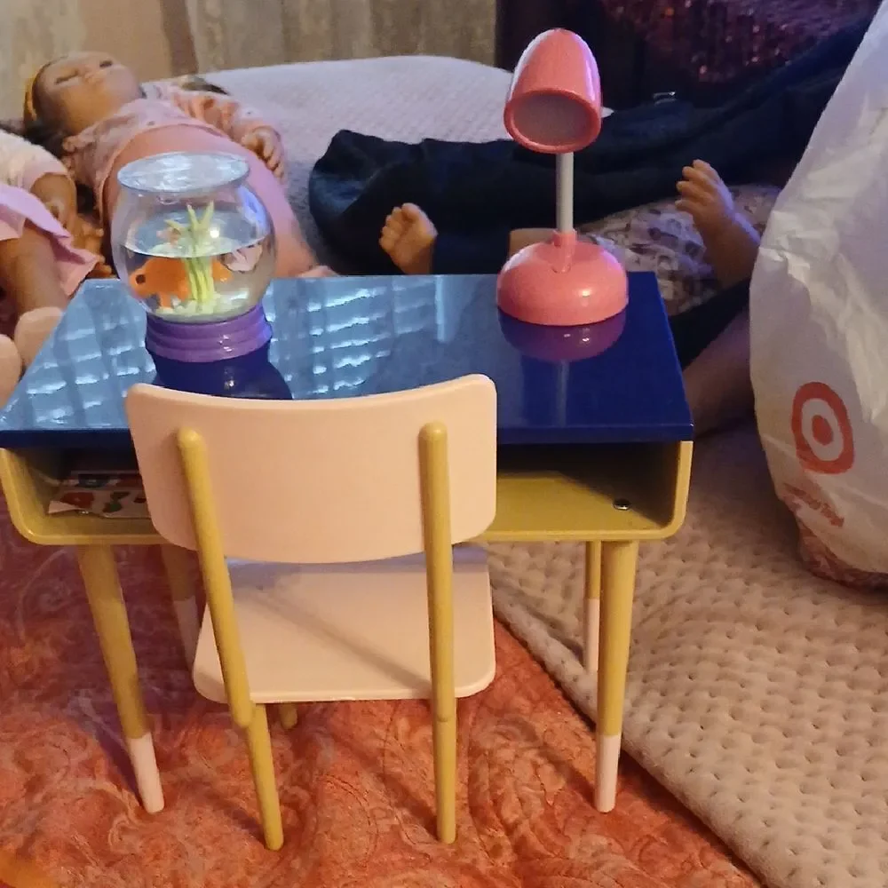 Kids White and Gray Play Desk with Accessories